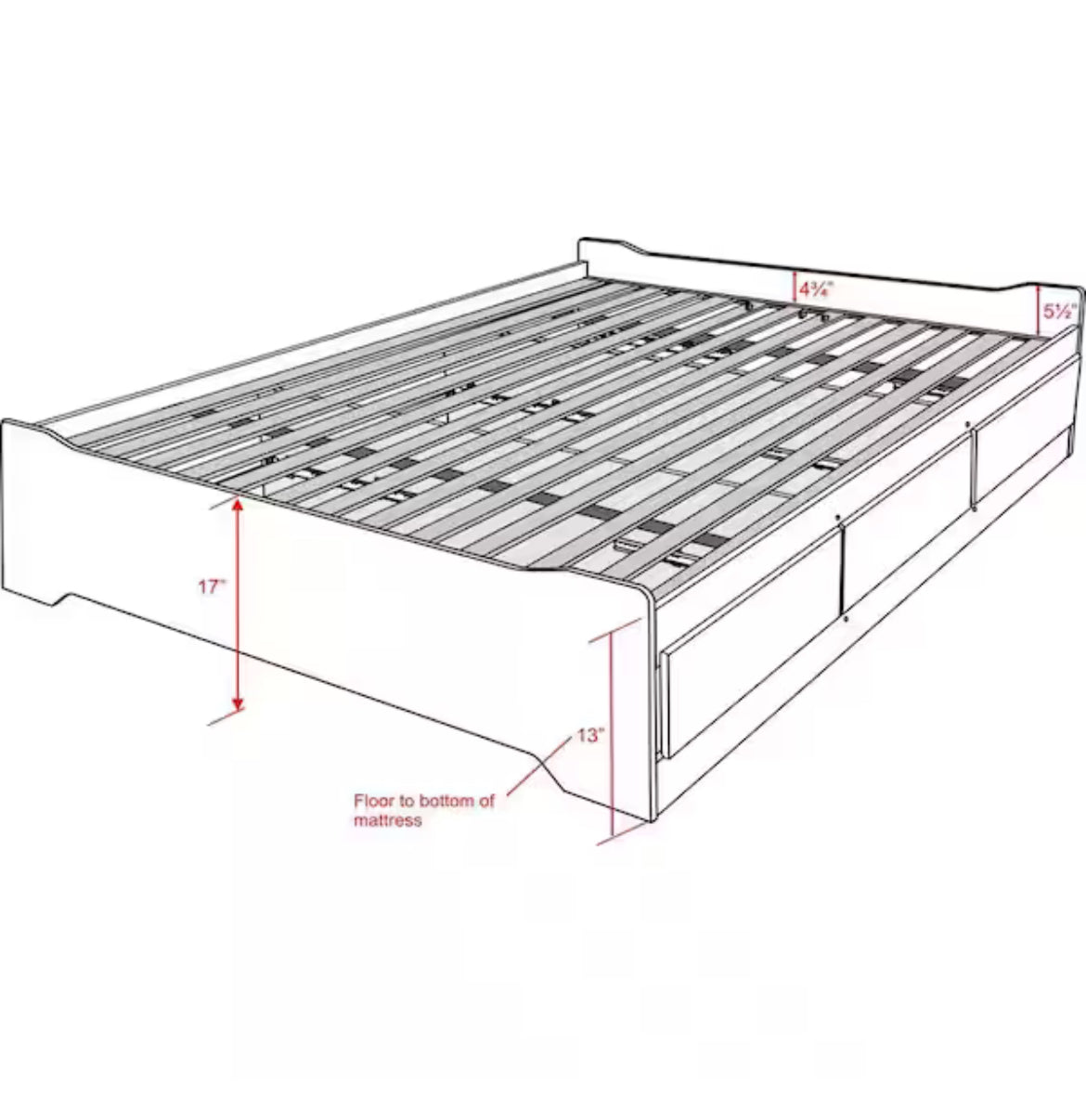 Full Size - Prepac
Fremont Brown Wood Frame Full Platform Bed
