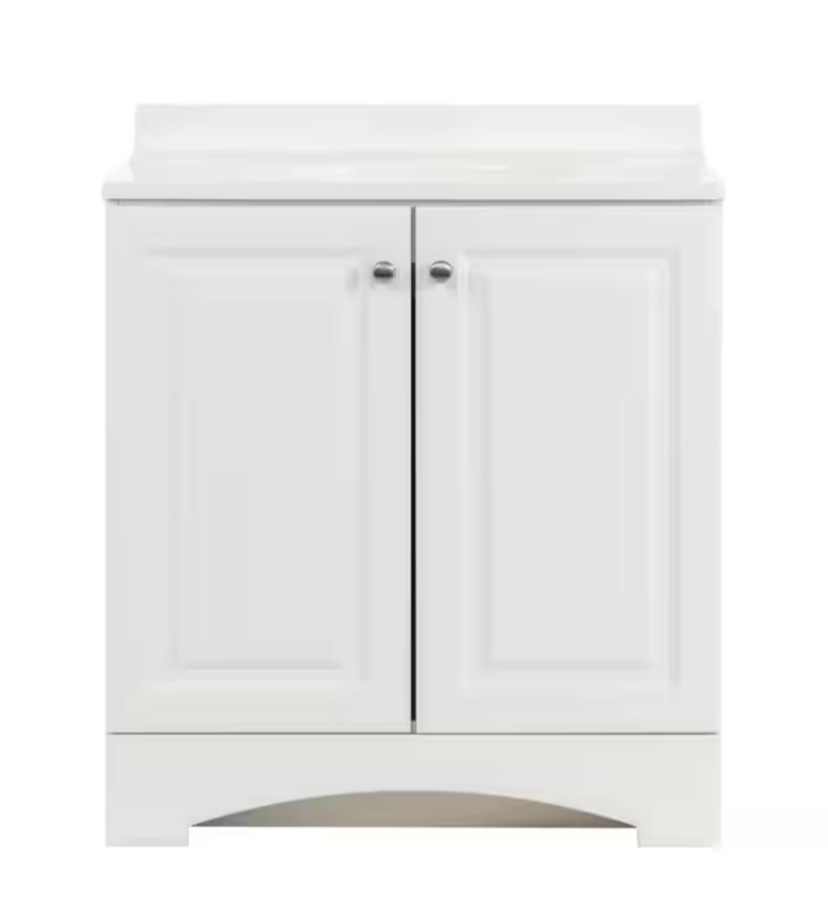 30 in. W x 19 in. D x 35 in. H Single Sink Freestanding Bath Vanity in White with White Cultured Marble Top