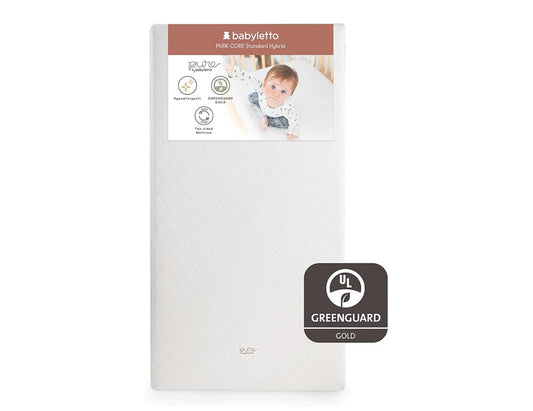 Babyletto Pure Core Crib Mattress, Hybrid Quilted Waterproof Cover, 2-Stage,