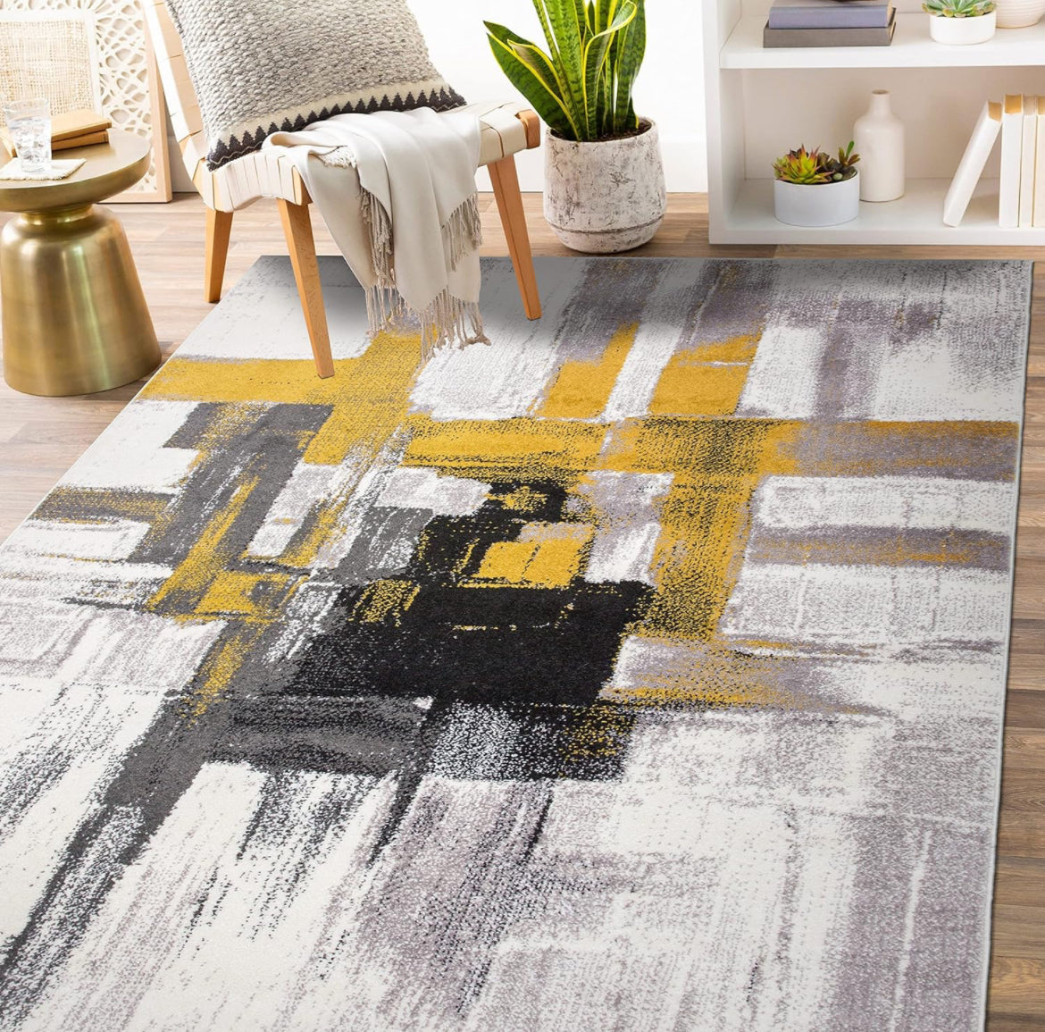 5’x7’ Rugshop Contemporary Modern Abstract Area Rug - Gold