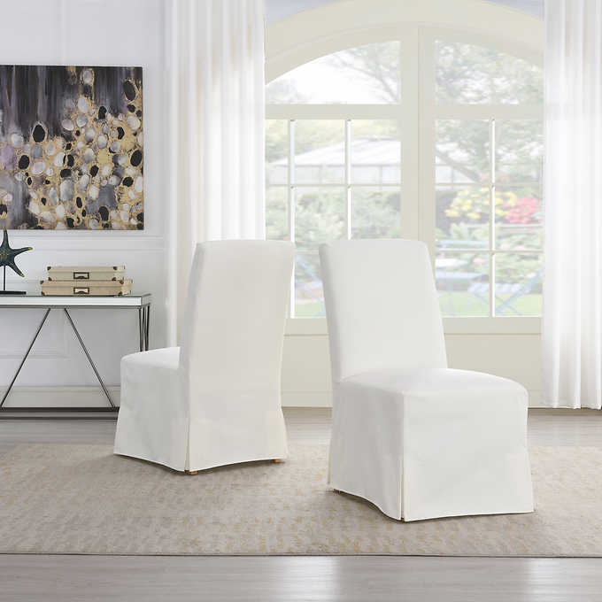 29.5” L x 22” W x 40.9” - Clare Slipcover Dining Chair WHITE, 2-pack
