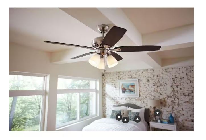 Hampton Bay Rockport 52 in. Indoor LED Brushed Nickel Ceiling Fan with Light Kit, Downrod, Reversible Blades and Reversible Motor