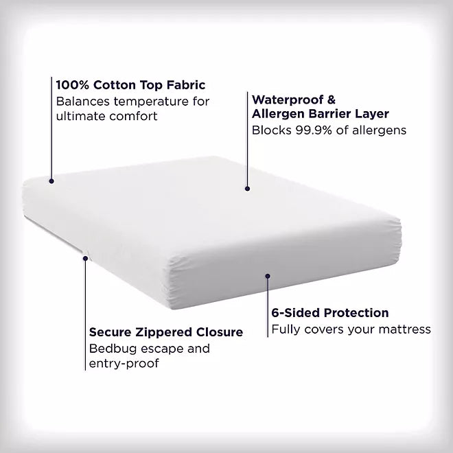 AllerEase Ultimate Protection and Comfort Temperature-Balancing Waterproof Mattress Protector (Queen Size))