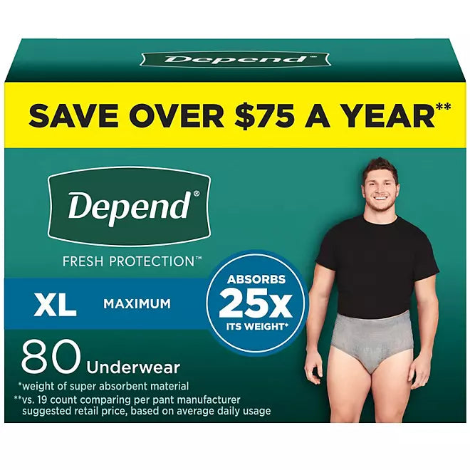 Depend Fresh Protection Incontinence Underwear for Men (XL)