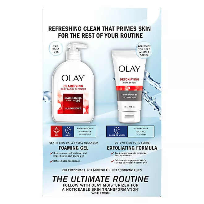 Olay Facial Cleanser and Detoxifying Pore Scrub Duo Pack