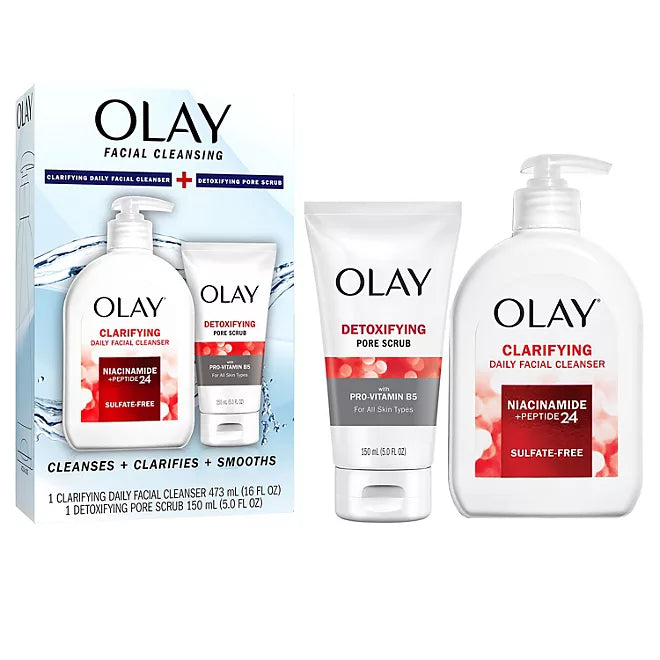 Olay Facial Cleanser and Detoxifying Pore Scrub Duo Pack