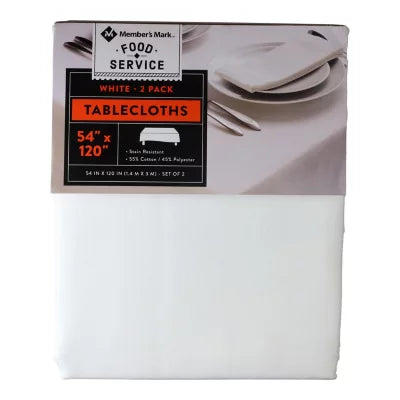 54" x 120" - Member's Mark White Tablecloth,  (2 pk.)