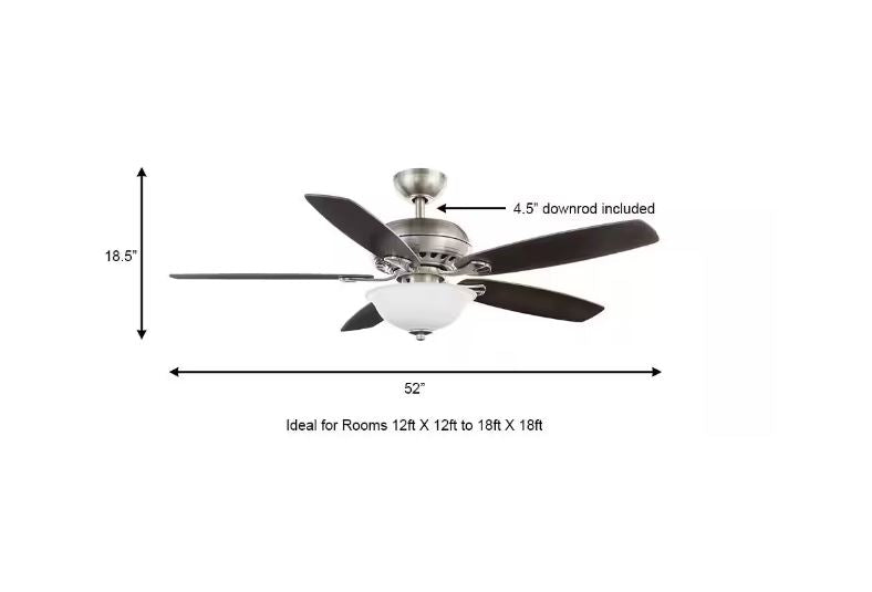 Hampton Bay Southwind II 52 in. Indoor LED Brushed Nickel Ceiling Fan with Light Kit, Reversible Blades and Remote Control