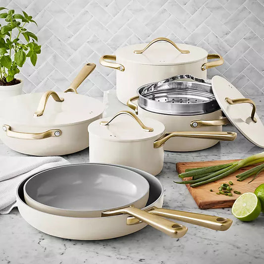 Member's Mark 11-Piece Modern Ceramic Cookware Set - CREAM