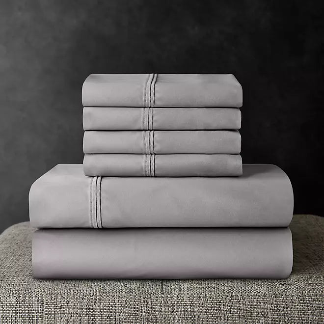 Member’s Mark 700 Thread Count Solid Egyptian Cotton Hotel Premier Collection Sheet Set (Full, Zinc Color)