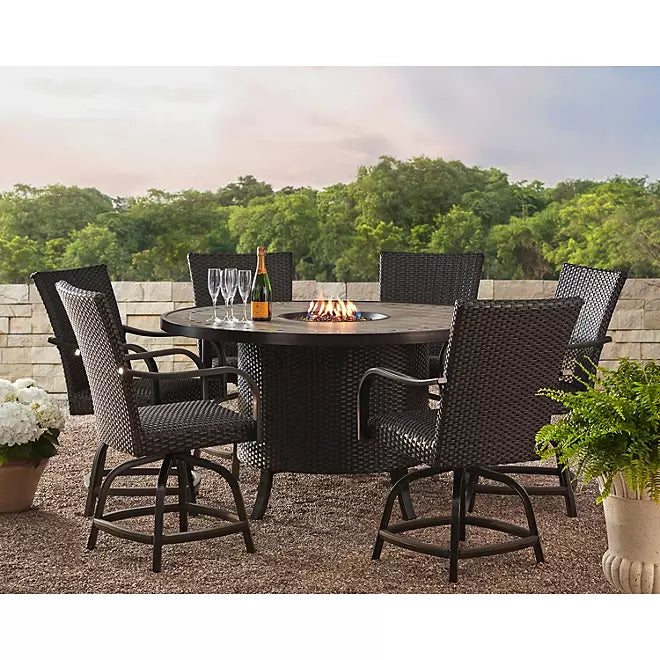 Member's Mark Heritage 7-Piece Round Balcony Fire Dining Set