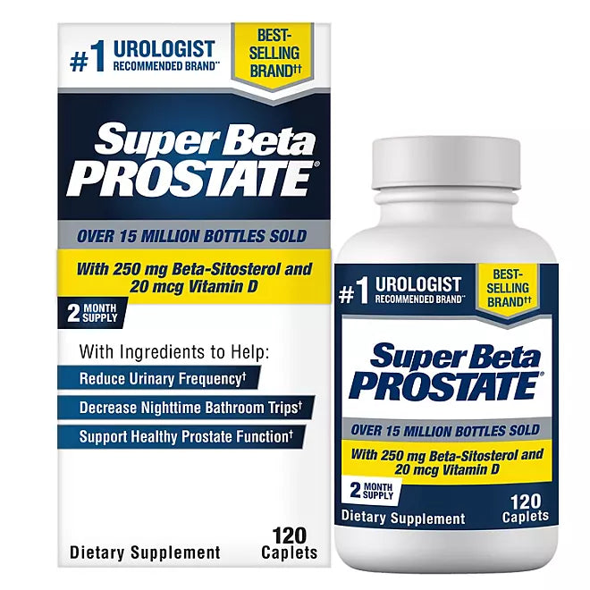 Super Beta Prostate Male Supplement with 250 mg. Beta-Sitosterol Caplets 120 ct.