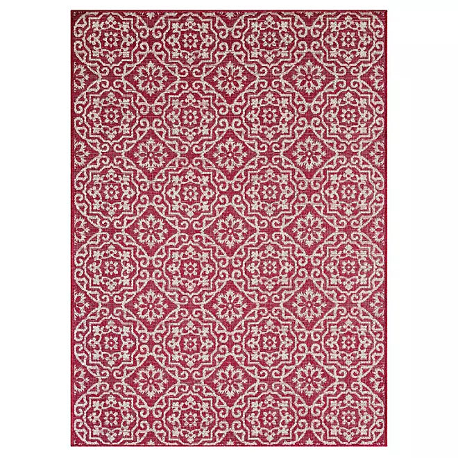 7'9"x10'2" - Nicole Miller New York Patio Country Danica Transitional Geometric Indoor/Outdoor Area Rug - Pink/Ivory