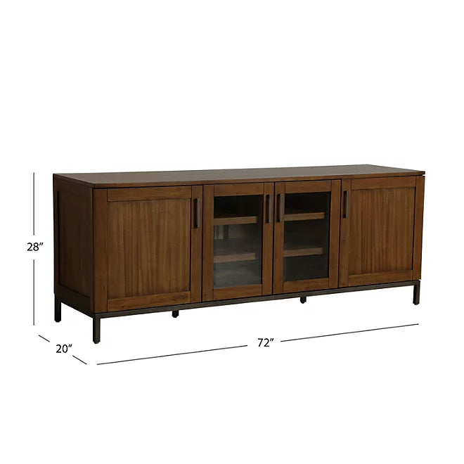 Alix 72" Multi-Use Media and TV Console, Light Brown