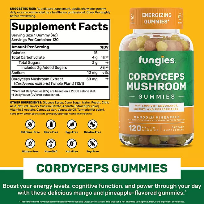 Fungies Cordyceps Mushroom Gummies 120 ct.