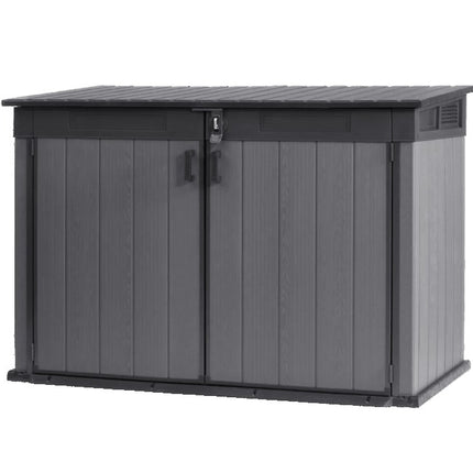 Keter Cortina Mega resin storage shed, grey - front view