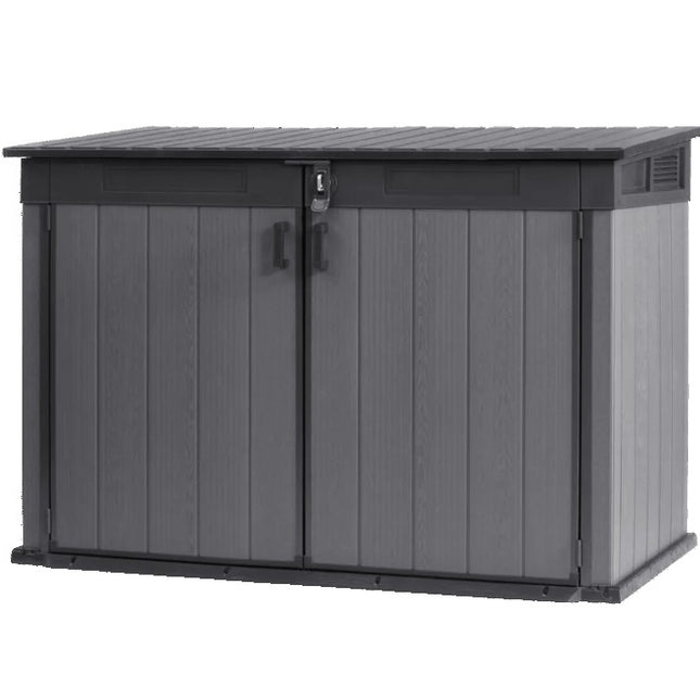 Keter Cortina Mega resin storage shed, grey - front view