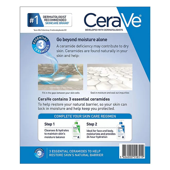 CeraVe Daily Moisturizing Lotion, Normal to Dry Skin, 12 fl. oz., 2 pk.