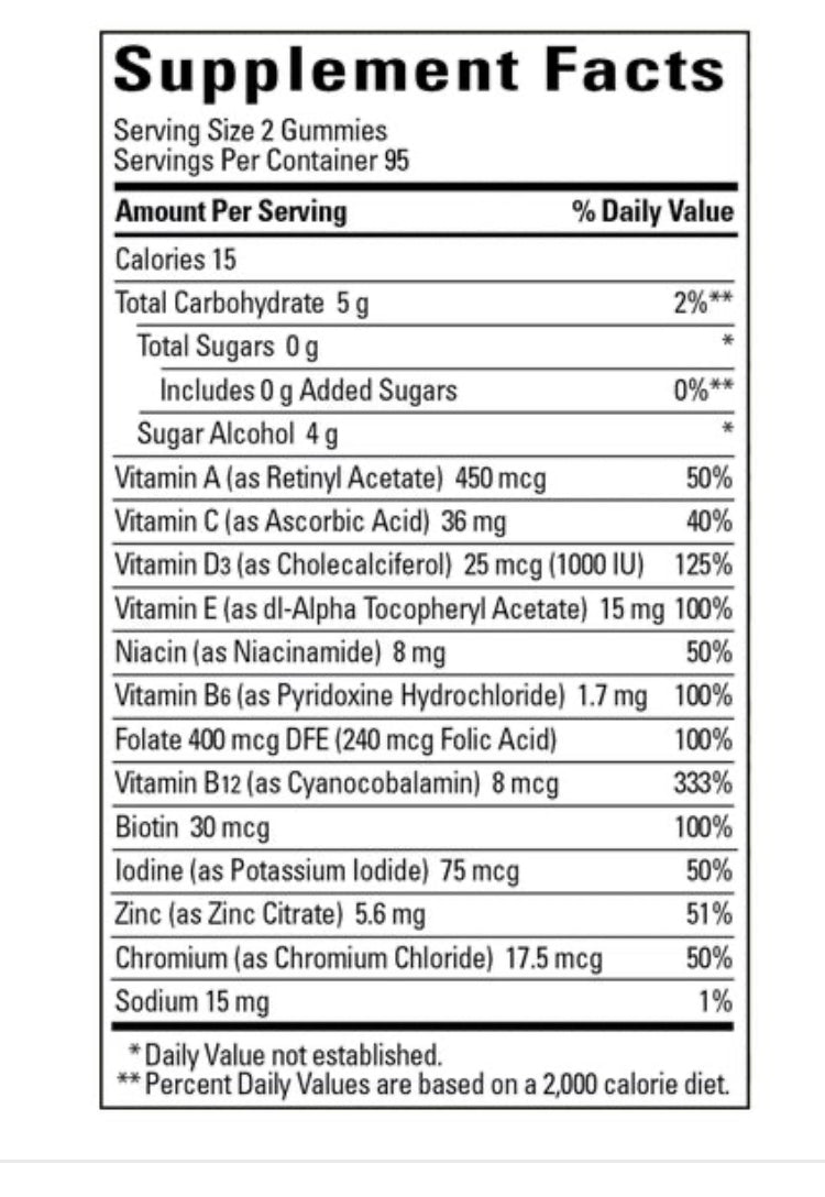 Nature Made Zero Sugar Multi Gummies, 190 Gummies