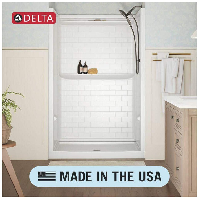 Delta Classic 500 Tile 60 in W 73.13 in H 32 in D Four piece Direct-to-stud Alcove Shower Wall Surround in High Gloss White B122106-6032-WH