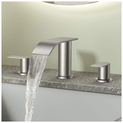 androme 8 in. Widespread Double Handle Bathroom Faucet with Metal Drain in Brushed Nickel A31A7BN