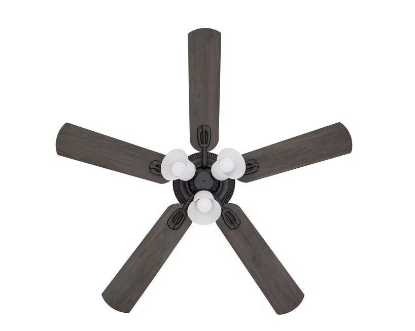 Hampton Bay Glendale III 52 in. LED Indoor Matte Black Ceiling Fan with Light and Pull Chains