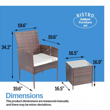 Pyramid Home Decor Alvino 3-Piece Galvanized Steel Frame Outdoor Patio Bistro Set, Chairs with Thick Red Cushion and Glass Top Coffee Table