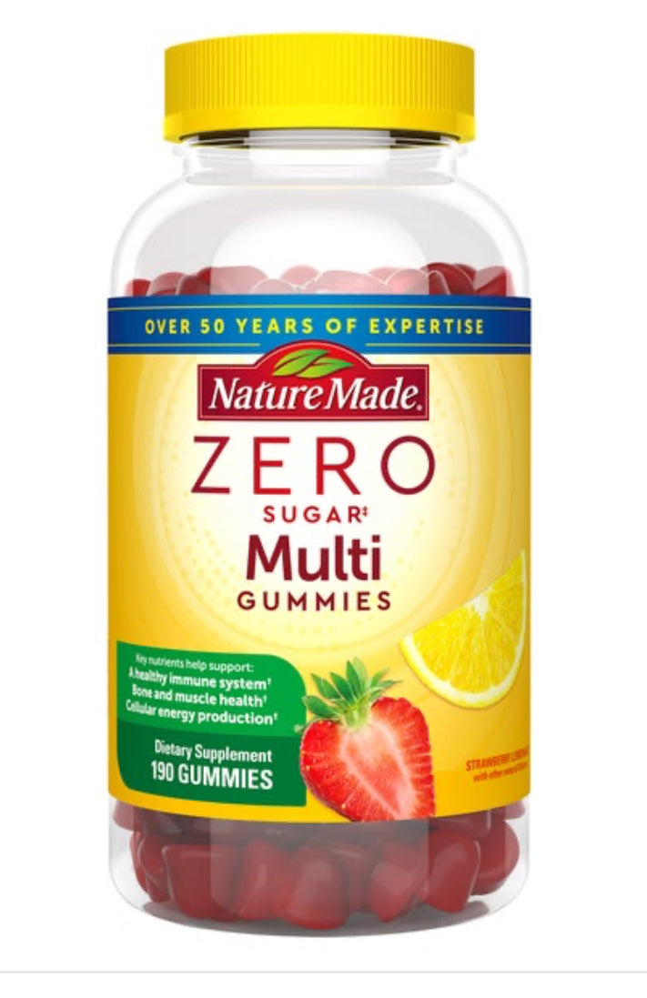 Nature Made Zero Sugar Multi Gummies, 190 Gummies