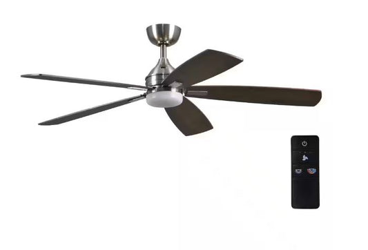 Home Decorators Collection Beckford 52 in. Indoor Brushed Nickel Ceiling Fan with Adjustable White Integrated LED with Remote Control Included