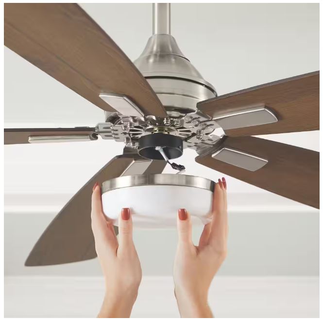 Home Decorators Collection Beckford 52 in. Indoor Brushed Nickel Ceiling Fan with Adjustable White Integrated LED with Remote Control Included