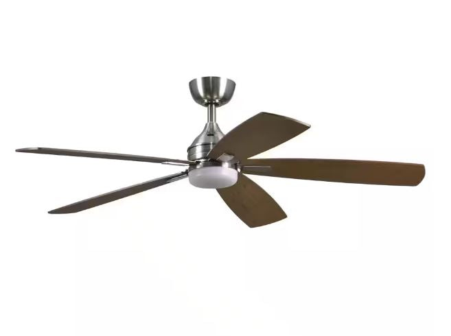 Home Decorators Collection Beckford 52 in. Indoor Brushed Nickel Ceiling Fan with Adjustable White Integrated LED with Remote Control Included