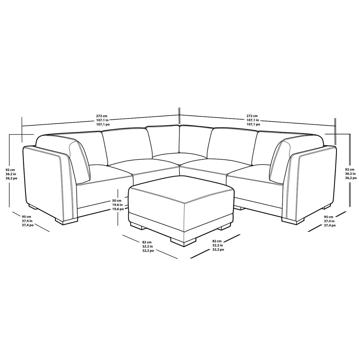 Belize Fabric Modular Sectional - 6pcs