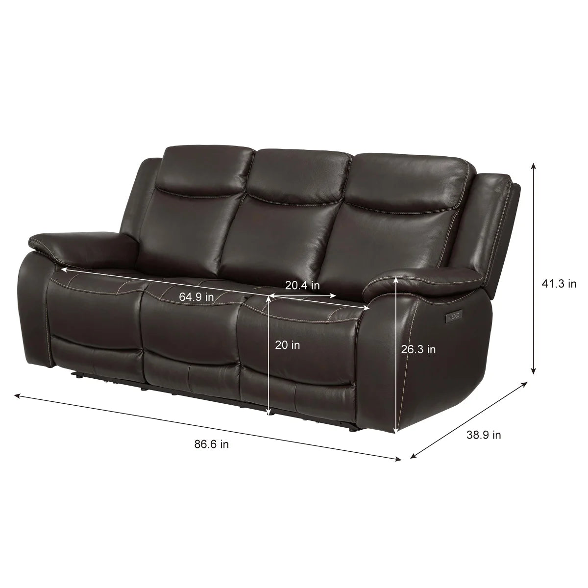 Harvey Leather Power Reclining Sofa with Power Headrests