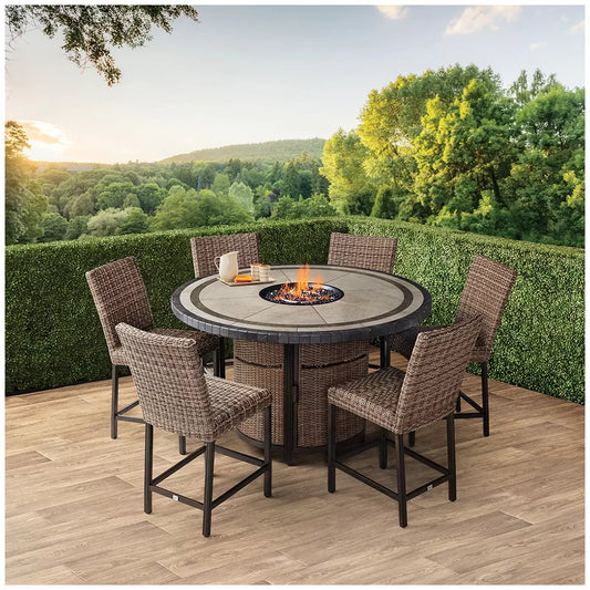 Agio Anderson High Dining Fire 7 Piece Dining Set