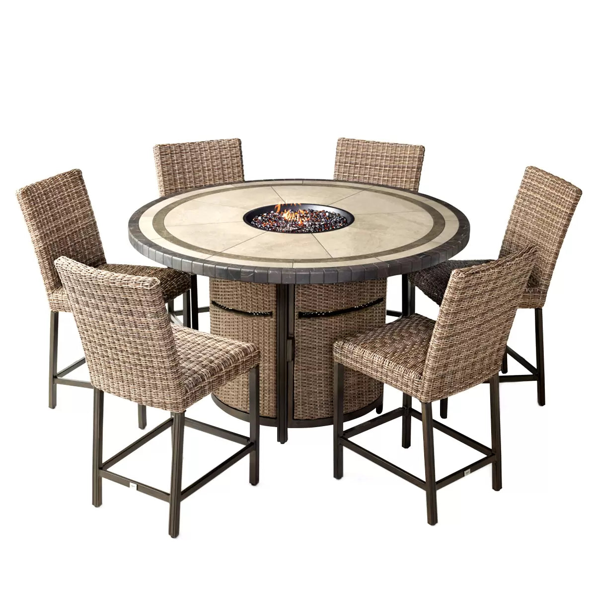 Agio Anderson High Dining Fire 7 Piece Dining Set