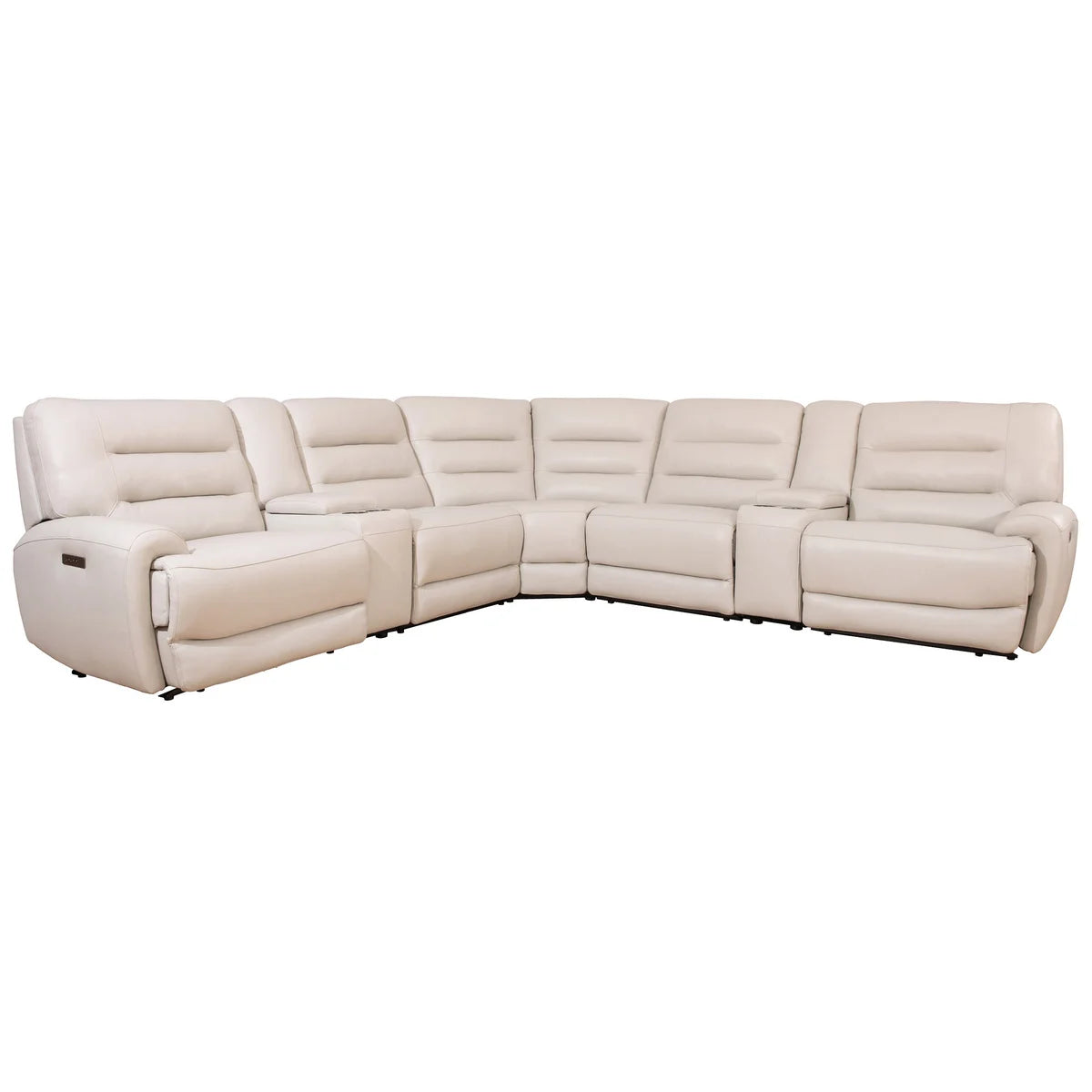 Aubrey 7-piece Leather Power Zero Gravity Reclining Sectional with Power Headrests - Cream