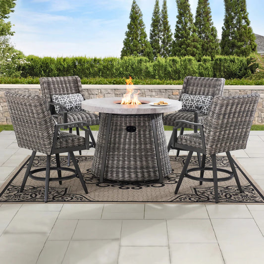 Sunjoy SunValley 5-piece Fire Outdoor High Dining Set