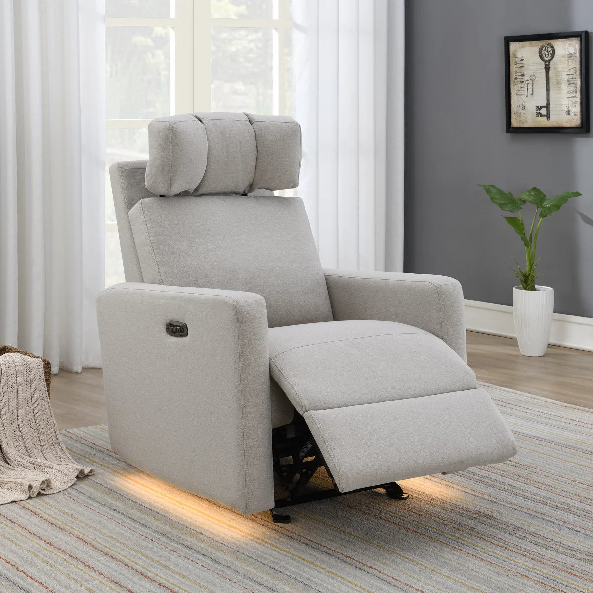 Tallula Fabric Power Glider Recliner with Power Headrest