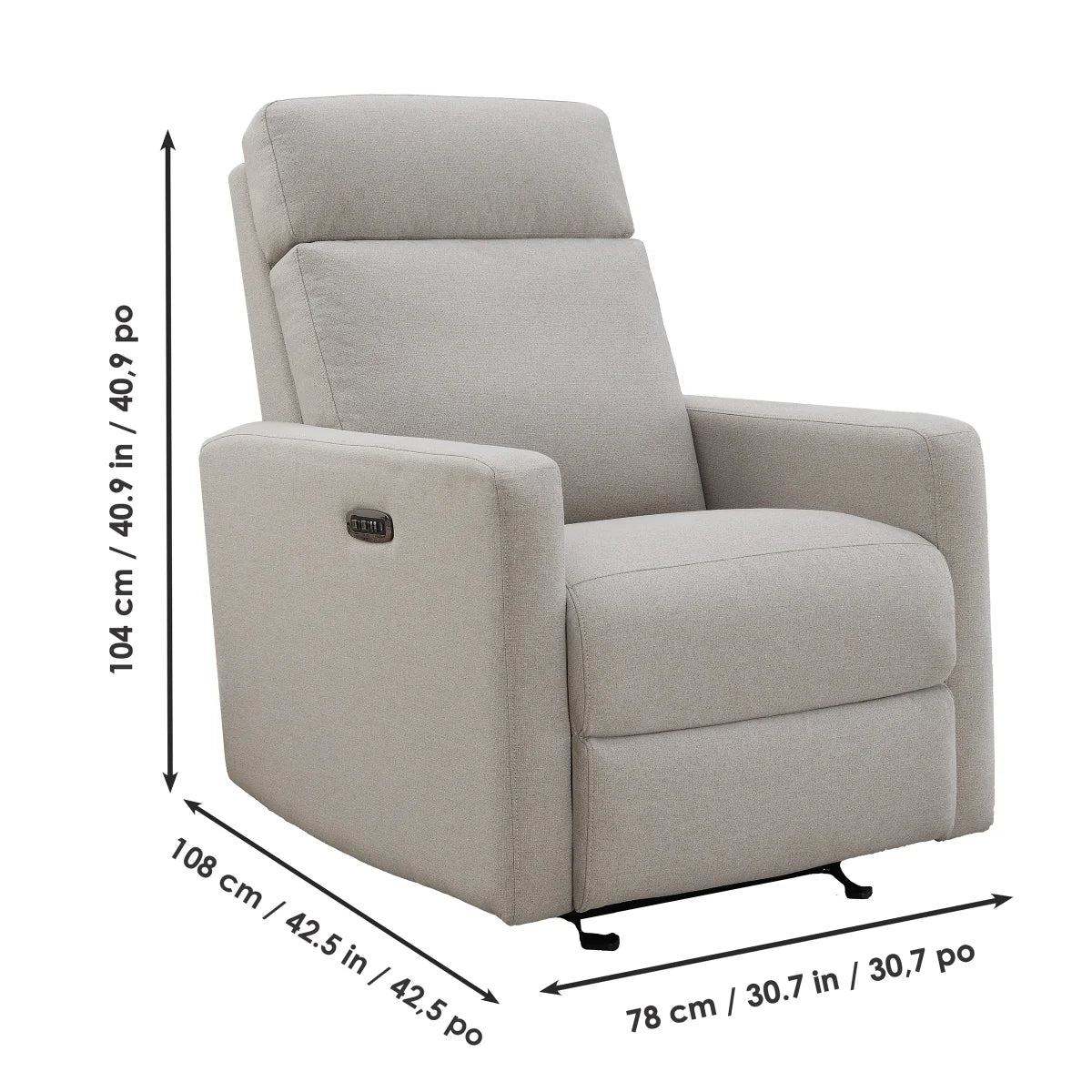 Tallula Fabric Power Glider Recliner with Power Headrest