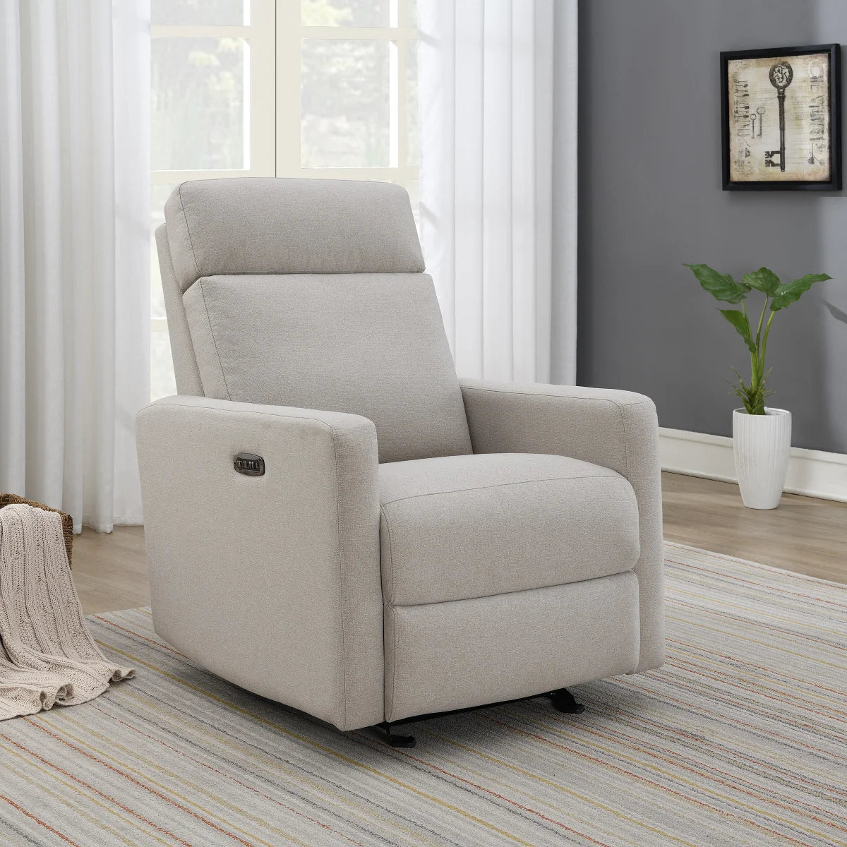 Tallula Fabric Power Glider Recliner with Power Headrest