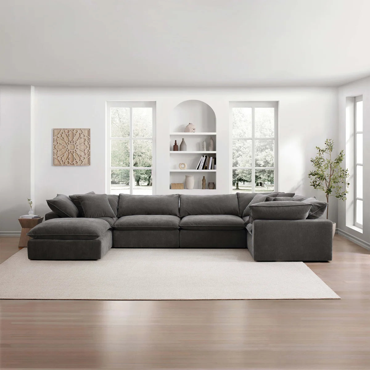 Sereen 6-piece Fabric Modular Sectional, Dark Gray