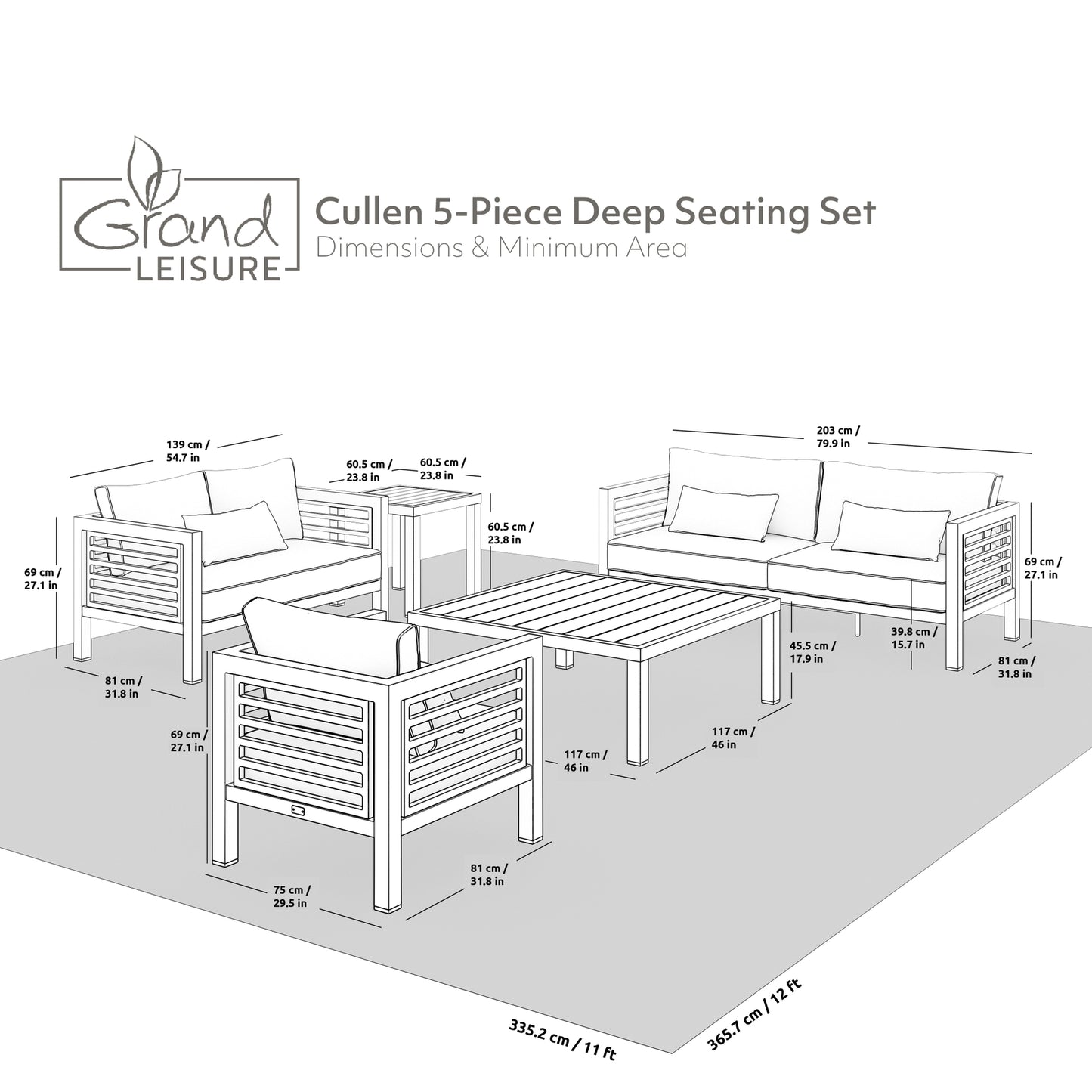 Grand Leisure Cullen 5-piece Outdoor Deep Seating Set