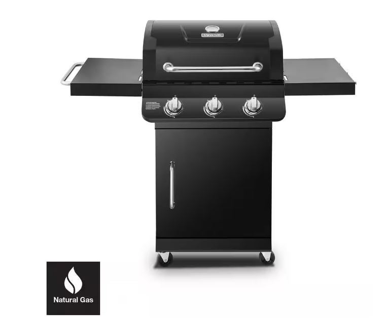 Dyna-Glo Premier 3-Burner Natural Gas Grill in Black with Folding Side Tables