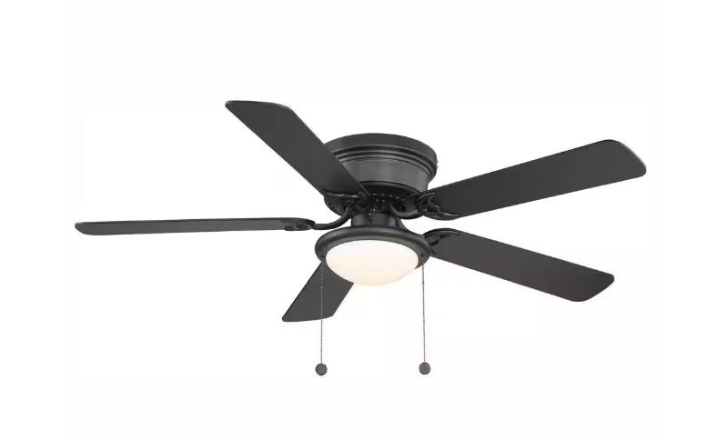 Hugger 52 in. LED Indoor Black Ceiling Fan with Light Kit