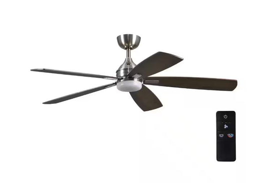 Home Decorators Collection Beckford 52 in. Indoor Brushed Nickel Ceiling Fan with Adjustable White Integrated LED with Remote Control Included