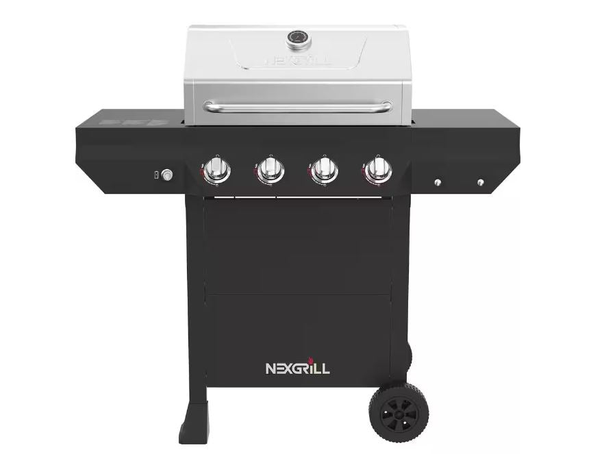 Nexgrill 4-Burner Propane Gas Grill in Black with Stainless Steel Main Lid