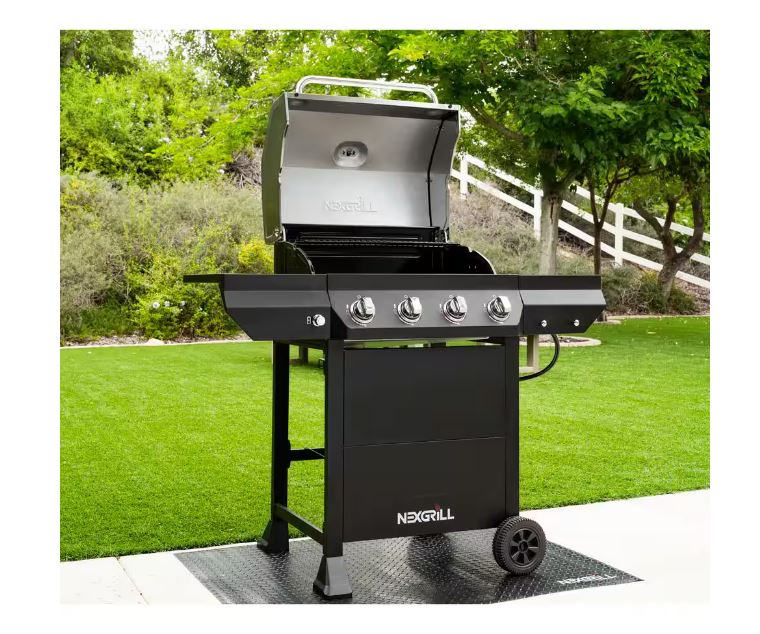 Nexgrill 4-Burner Propane Gas Grill in Black with Stainless Steel Main Lid