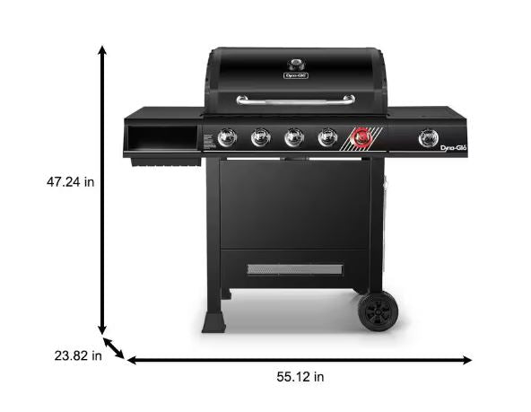 Dyna-Glo 5-Burner Propane Gas Grill in Matte Black with TriVantage Multifunctional Cooking System