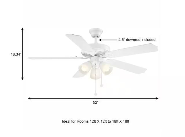 Brookhurst 52 in. LED Indoor White Ceiling Fan with Light Kit