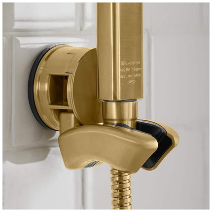 Glacier Bay Modern 1-Spray 7.9 in. Dual Tub Wall Mount Fixed and Handheld Shower Heads 1.8 GPM in Matte Gold HD58302-174405